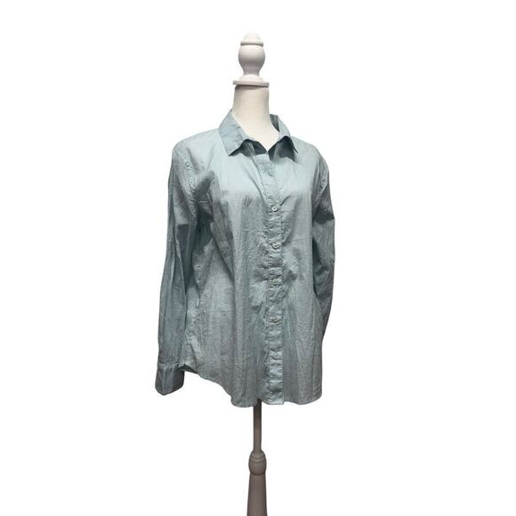 Nic + Zoe Blue Crinkle Shirt Button Up NWT Size M - Picture 6 of 15